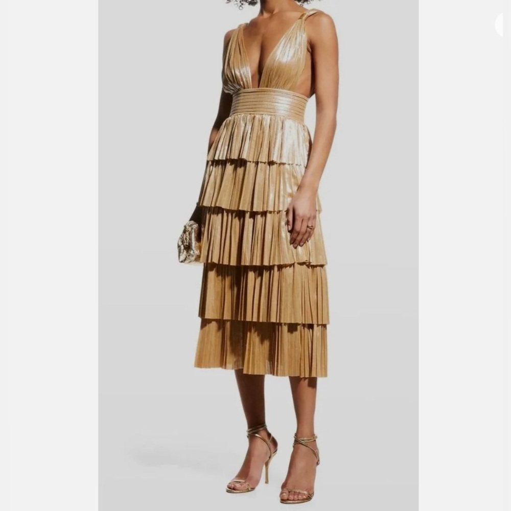 Bronx and Banco: Gold Tiered Dress (Size M)
